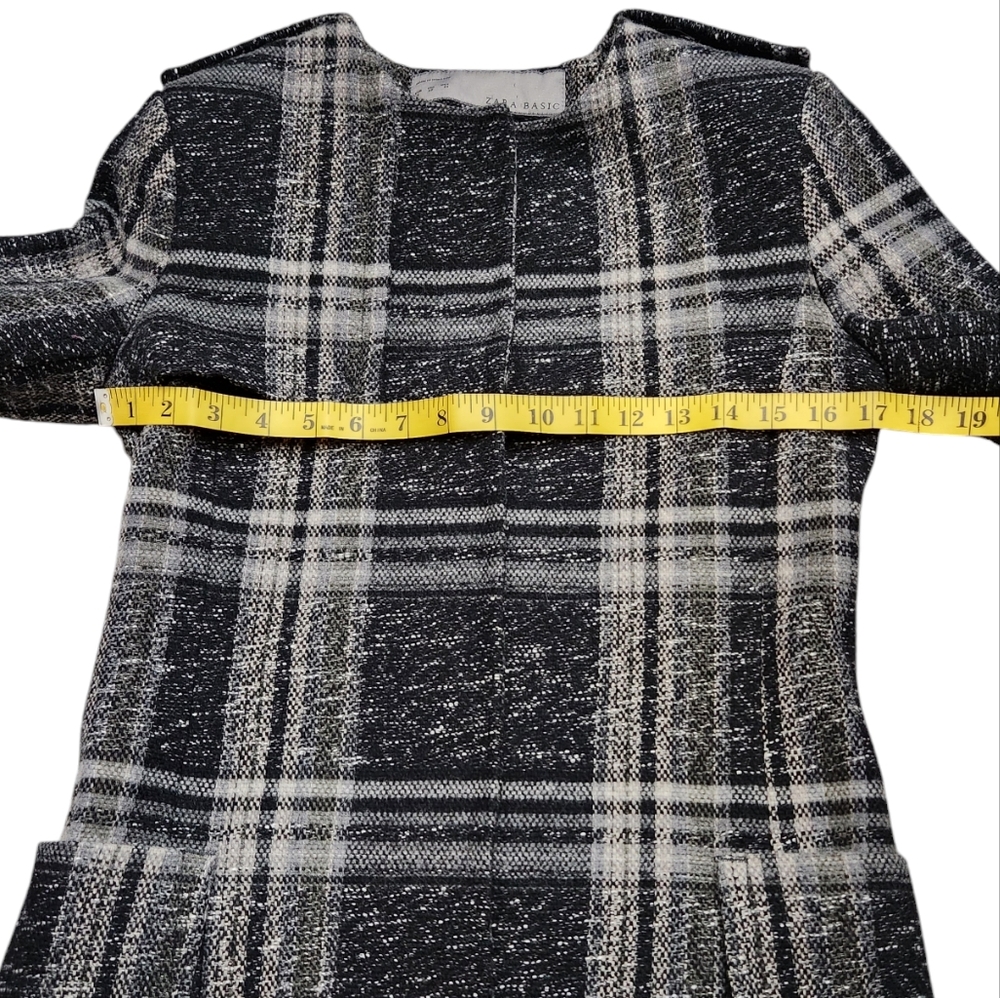 Zara Basic Gray Wool Blend Plaid Coat Lined Xs - image 6